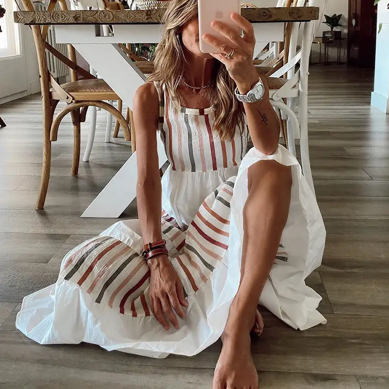 Hippie white summer dress