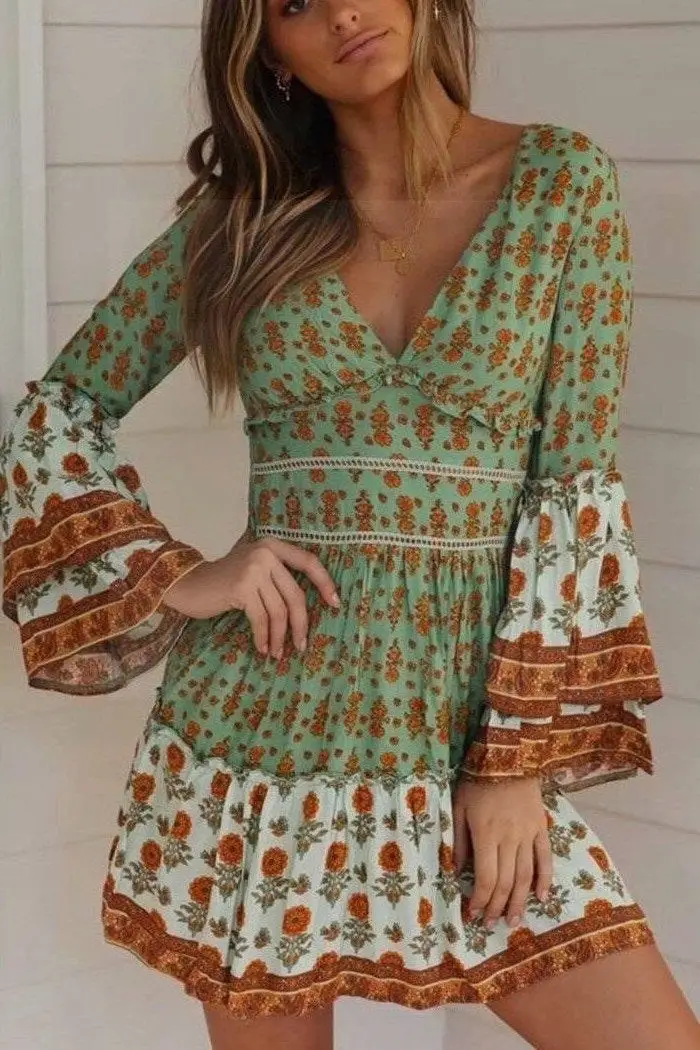 Green hippie dress  US Bohemian Boutique