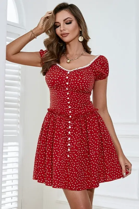 Polka dot red dress | Red polka dot dress, Dress, Red dress