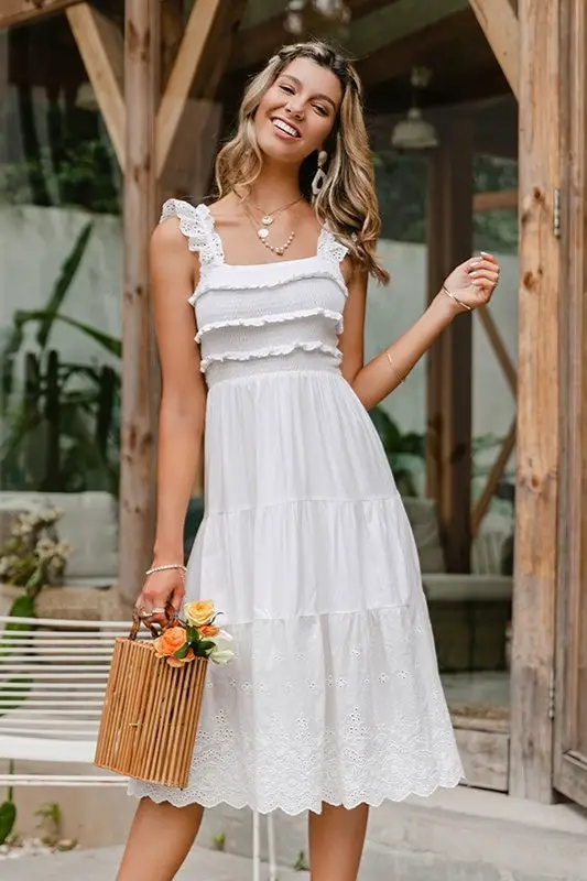Elegant High Boat Neck Sleeveless Bodycon Mini Dress - White – Rosedress