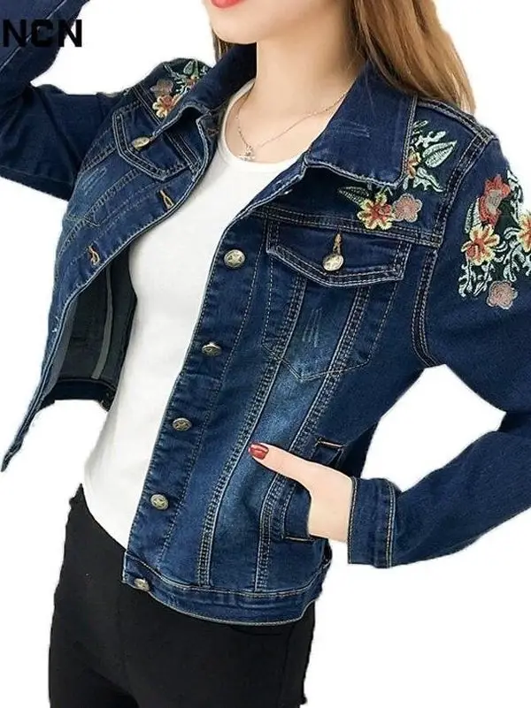 Up-cycled denim jacket Flower Of Life, embroidered boho hippie